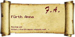 Fürth Anna névjegykártya